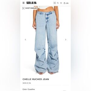 SER.O.YA Women's Light Blue Ruched Jeans